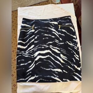 Michael Kors Black and White Zebra Print Pencil Skirt
